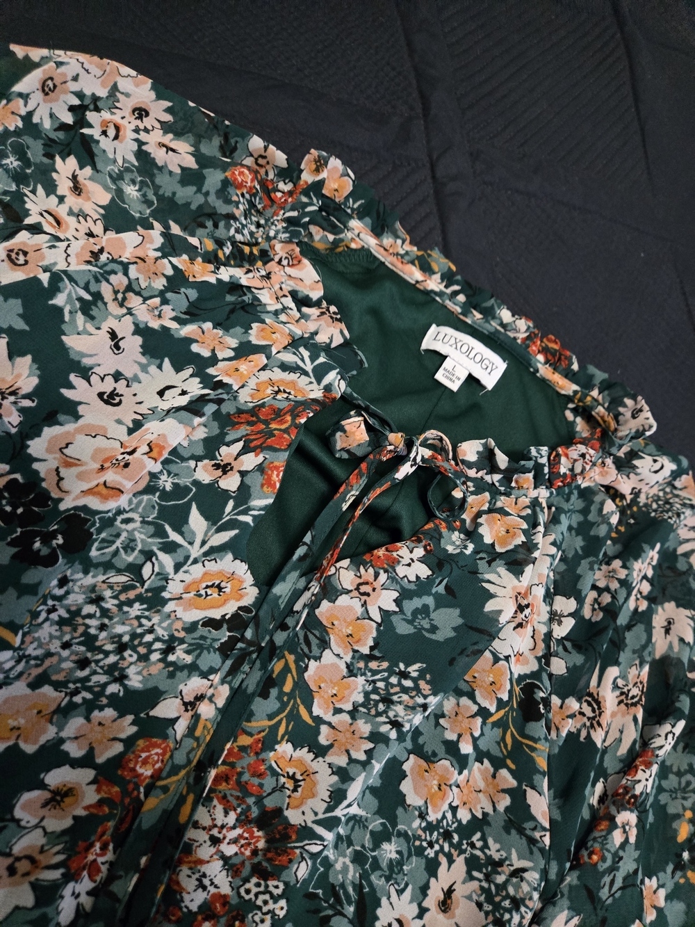 Luxology Green Floral A-Line Skirt Size L